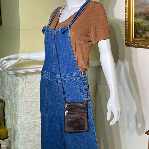 Roots Leather Crossbody Hanging Pouch Mini Bag Passport Holder Vintage - Picture 14 of 14